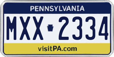 PA license plate MXX2334