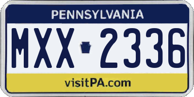 PA license plate MXX2336