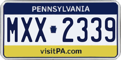 PA license plate MXX2339