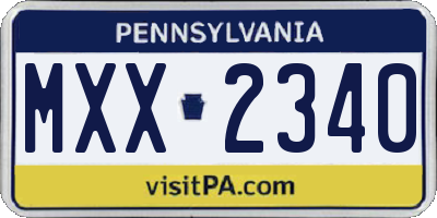 PA license plate MXX2340