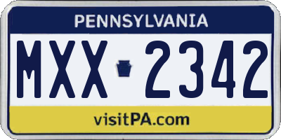 PA license plate MXX2342