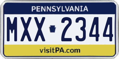 PA license plate MXX2344