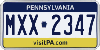 PA license plate MXX2347