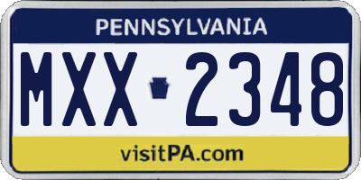 PA license plate MXX2348
