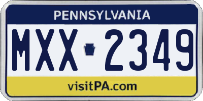 PA license plate MXX2349