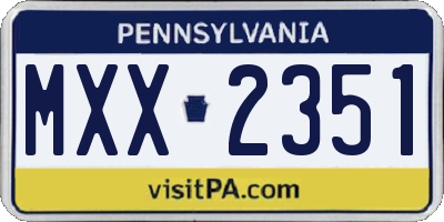 PA license plate MXX2351