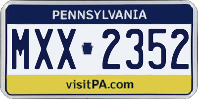 PA license plate MXX2352