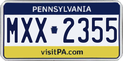 PA license plate MXX2355