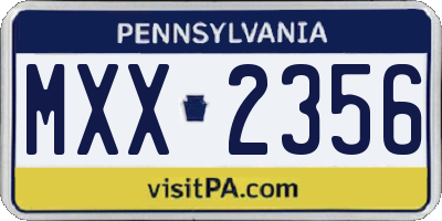 PA license plate MXX2356