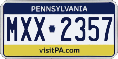 PA license plate MXX2357