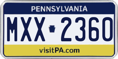 PA license plate MXX2360
