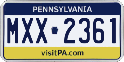 PA license plate MXX2361