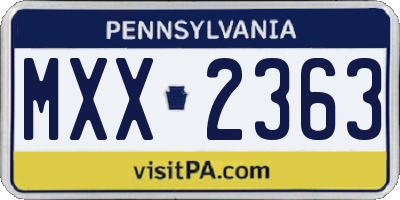 PA license plate MXX2363