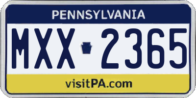 PA license plate MXX2365