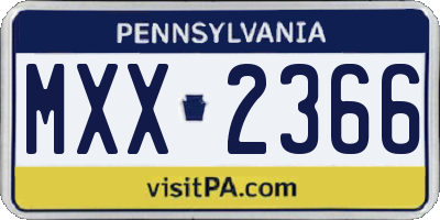 PA license plate MXX2366
