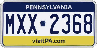 PA license plate MXX2368