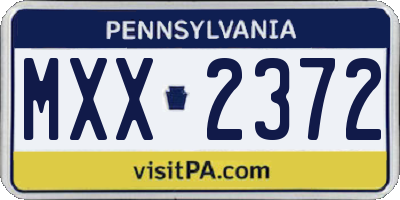 PA license plate MXX2372