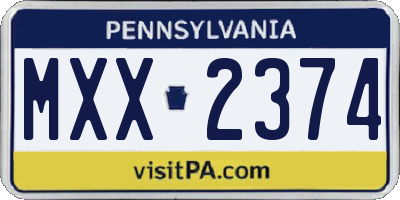 PA license plate MXX2374