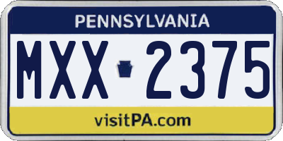 PA license plate MXX2375
