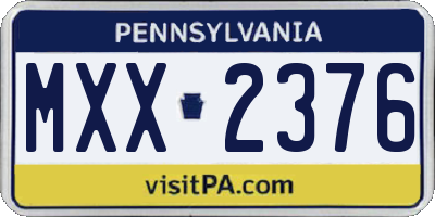 PA license plate MXX2376