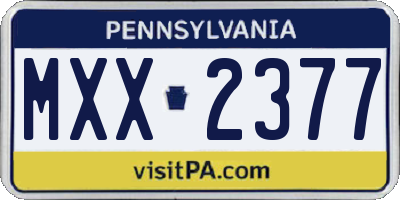 PA license plate MXX2377