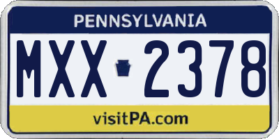 PA license plate MXX2378