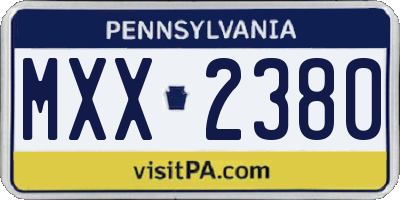 PA license plate MXX2380