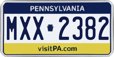 PA license plate MXX2382