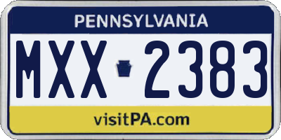 PA license plate MXX2383
