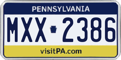 PA license plate MXX2386