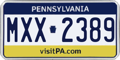 PA license plate MXX2389