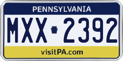 PA license plate MXX2392