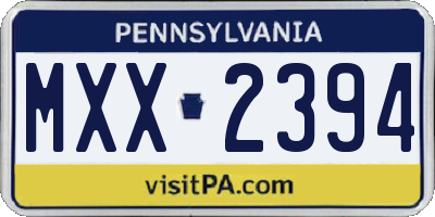 PA license plate MXX2394