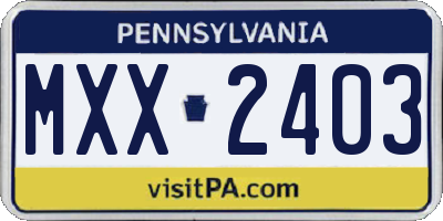 PA license plate MXX2403