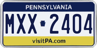 PA license plate MXX2404