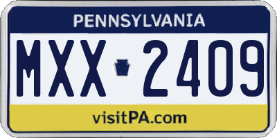 PA license plate MXX2409