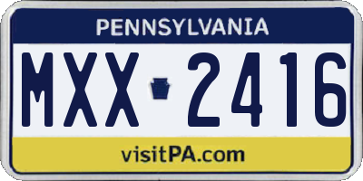 PA license plate MXX2416