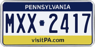 PA license plate MXX2417