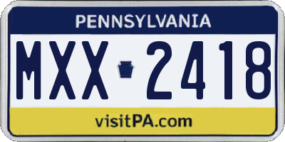 PA license plate MXX2418