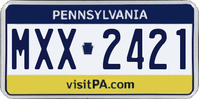 PA license plate MXX2421