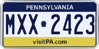 PA license plate MXX2423