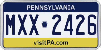 PA license plate MXX2426
