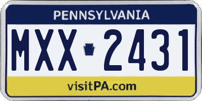 PA license plate MXX2431