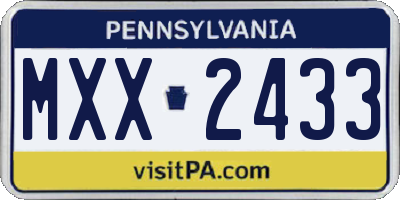 PA license plate MXX2433