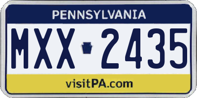 PA license plate MXX2435