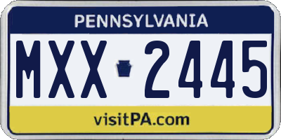PA license plate MXX2445
