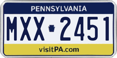 PA license plate MXX2451