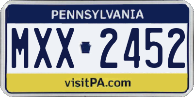 PA license plate MXX2452