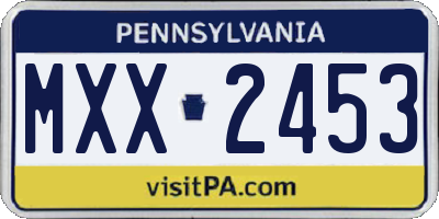 PA license plate MXX2453