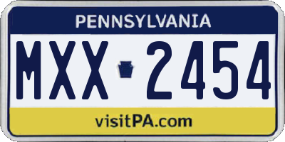 PA license plate MXX2454